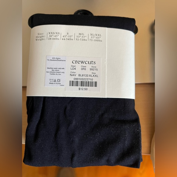 NWT 2 pair of crewcuts navy and ivory tights.   Size xl/xxl. - Picture 4 of 4